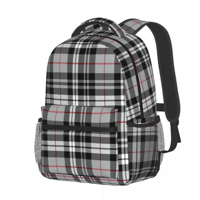 Fall Plaid Red Stripe Plecak Men School Bag Torba Teenage Laptop Proccuska lekka