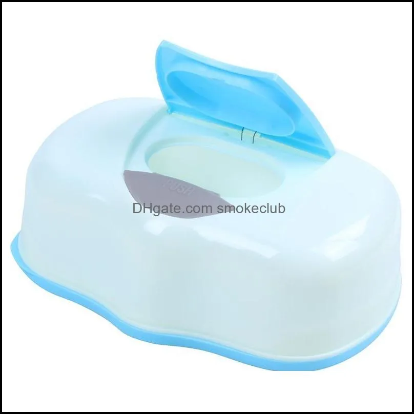 Tissue Boxes & Napkins Wet Box Plastic Automatic Case Real Baby Wipes Press -Up Design Home Holder Accessories Blue