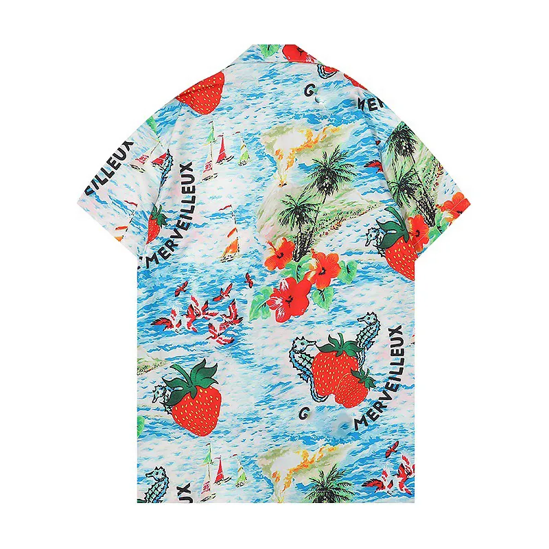 남성 캐주얼 셔츠 하와이안 여름 버튼 옷깃 슬리브 대형 셔츠 블라우스 브랜드 디자이너 디자인 느슨한 재킷. top5