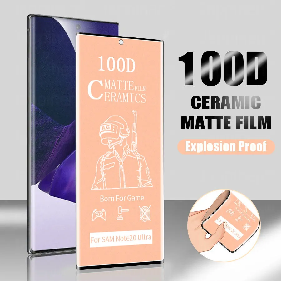 Film de protection d'écran en céramique mate givrée incurvée à couverture complète 100D pour Samsung S22 Ultra S21 Plus S20 S10 S8 S9 Note 10 20 Note10 Note20 S7 Edge