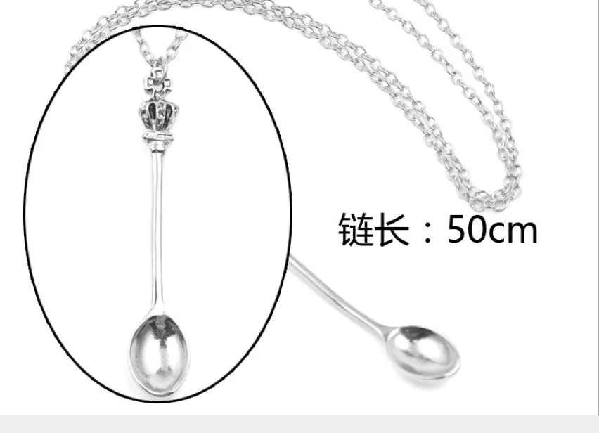 Necklaces & Pendants Drop Delivery 2021 Charm Tiny Pendant With Crown Necklace Creative Mini Long Link Jewelry Spoon 