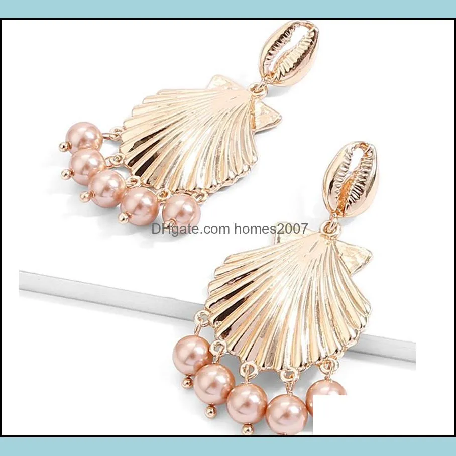 Hypoallergenic stainless steel earrings shell pearl earrings European and American alloy conch Earrings for women and girls