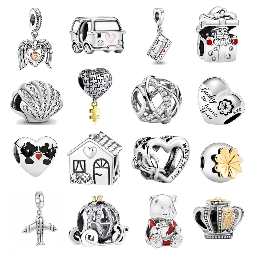 925 Sterling Silber Baumeln Charm Muschel Flugzeug Kamera Segelboot Perlen Bead Fit Pandora Charms Armband DIY Schmuck Zubehör