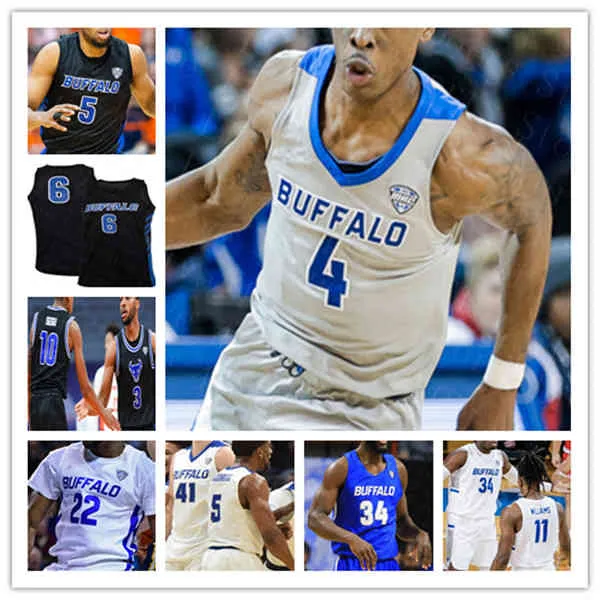 Custom NCAA Basketball Buffalo Ub Jersey Jeenathan Williams Jayvon Graves Ronaldo Segu Josh Mballa Keishawn Brewton David Nickelberry 4xl