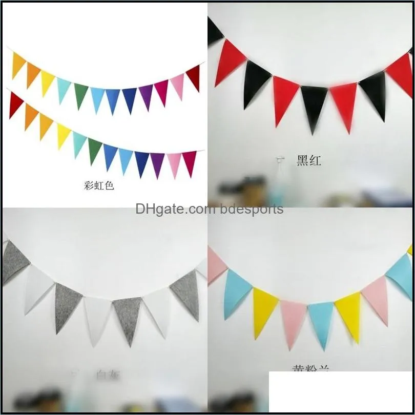 Party Decorations Flag Pulling Non Woven Fabric Triangle Colorful Birthday Banner Childrens Kids Room Pennant Flags Festive New 2 5xy