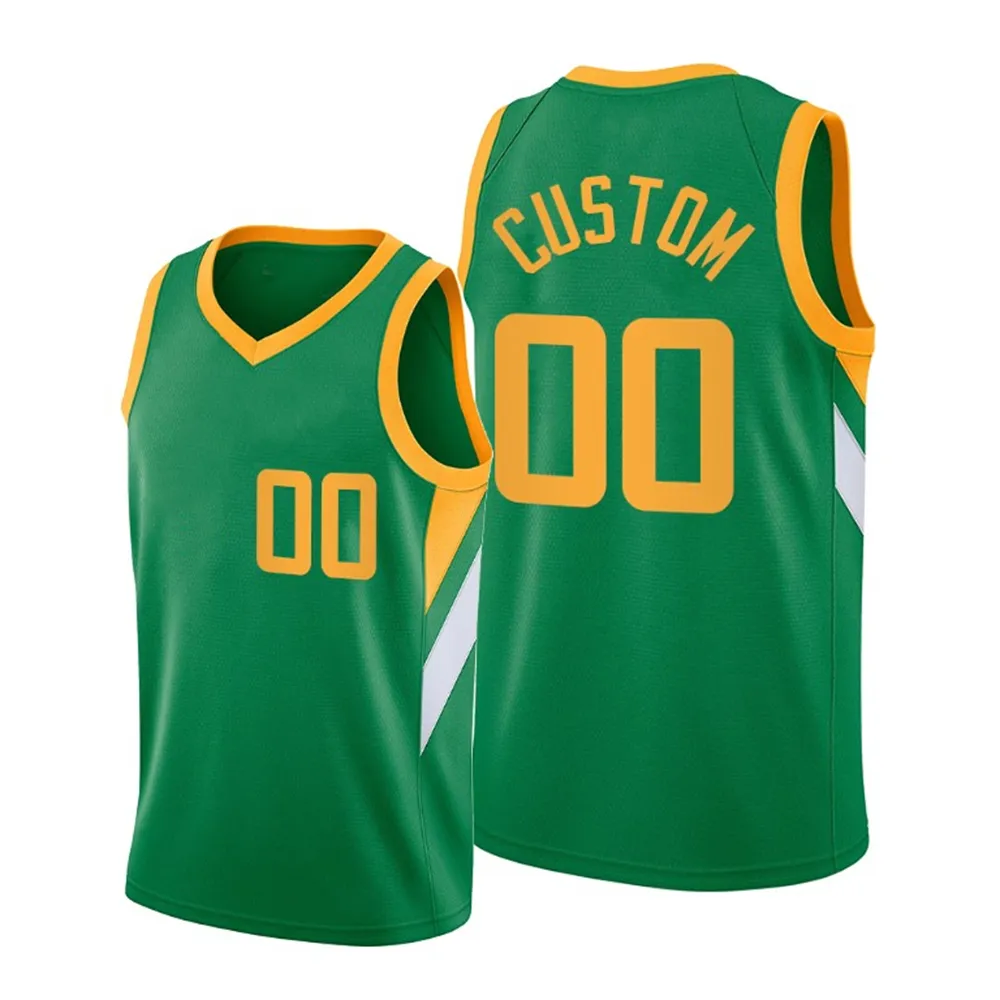 Baskılı Utah Özel DIY Tasarım Basketbol Formaları Özelleştirme Ekip Üniformaları Baskı Kişiselleştirilmiş Herhangi Bir Ad Numarası Erkek Kadın Çocuk Gençlik Erkek Green Jersey