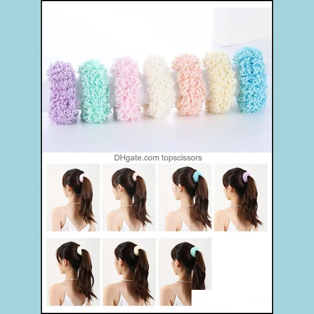 Girls Fluorescent Luminous Scrunchies Hairband Ponytail Holder Headwear Glow in the Dark Elastic Hair Bands Solid Color Hair