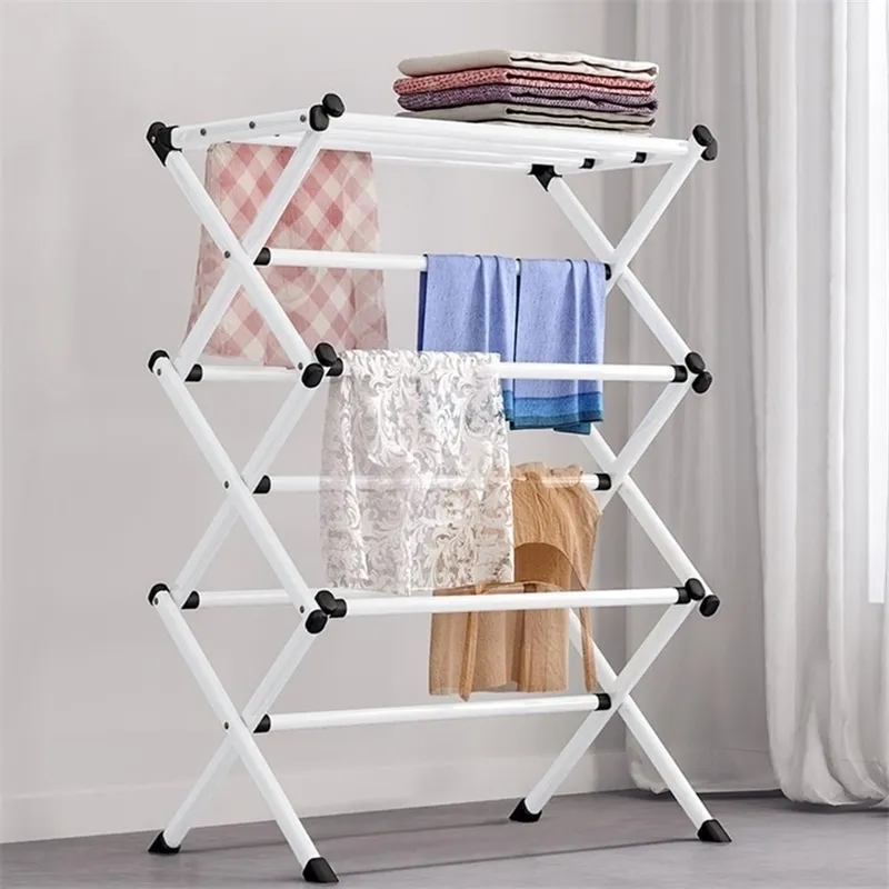 FloorStanding Clothes Horse Rack Foldable Drying Hangers For Home Decoration Accessories Y200407