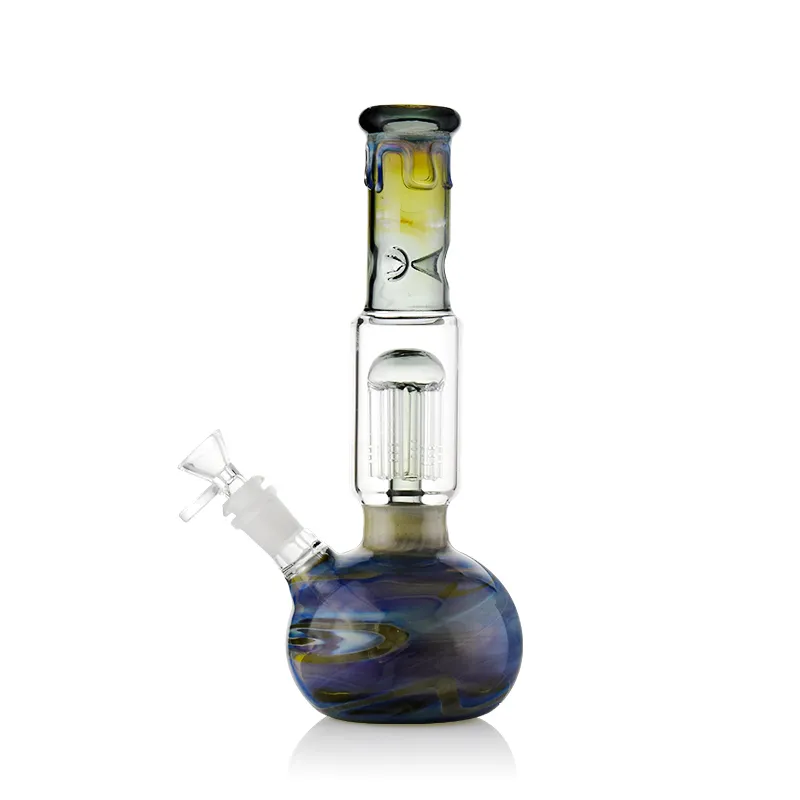 Bong de cachimba de tubo recto gris de 10,9 pulgadas con base circular, percolador de árbol a vástago inferior difuso, junta hembra de 14 mm