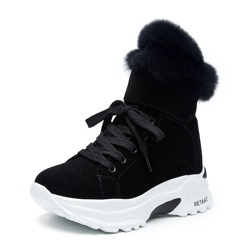 Koovan Womens Boots New Winter Snow Short Boots For Girls Female äkta läder Kort matt plus Velvet Cotton Shoes 40 201030