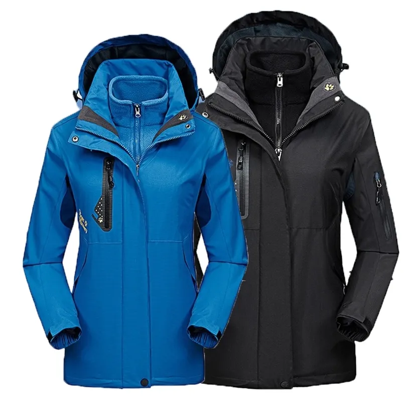 Men Woman Winter Autumn 3 in 1 Jackets Ski Camp Climb Trekking Fish Hike Cycle Waterproof Outdoor Coat Oversize Male Female 201128