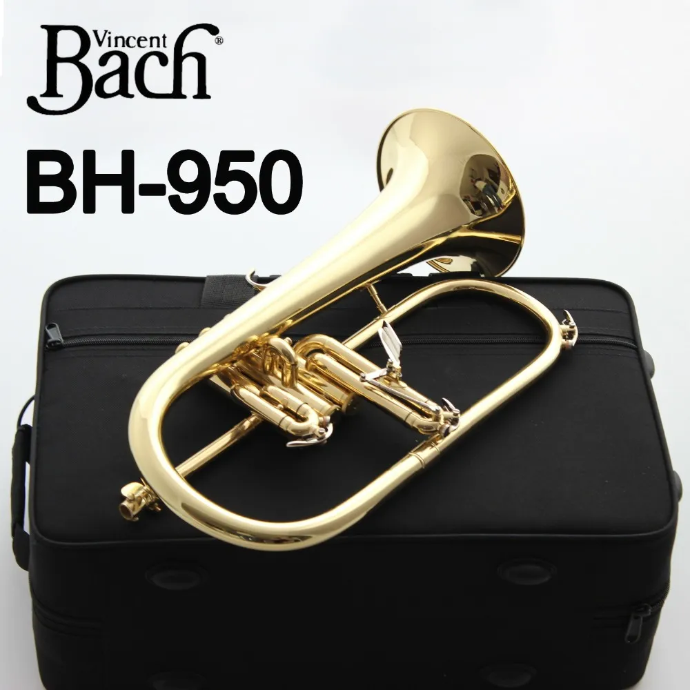 브랜드 새로운 전문 MFC Flugelhorn BH-950 Gold Lacquer Case Profession Flugelhorns BB Yellow Brass Bell