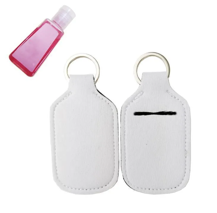 White Neoprene Blank Hand Sanitizer Holder Keychain for Party Favor 30ml Mini Bottle SN4351