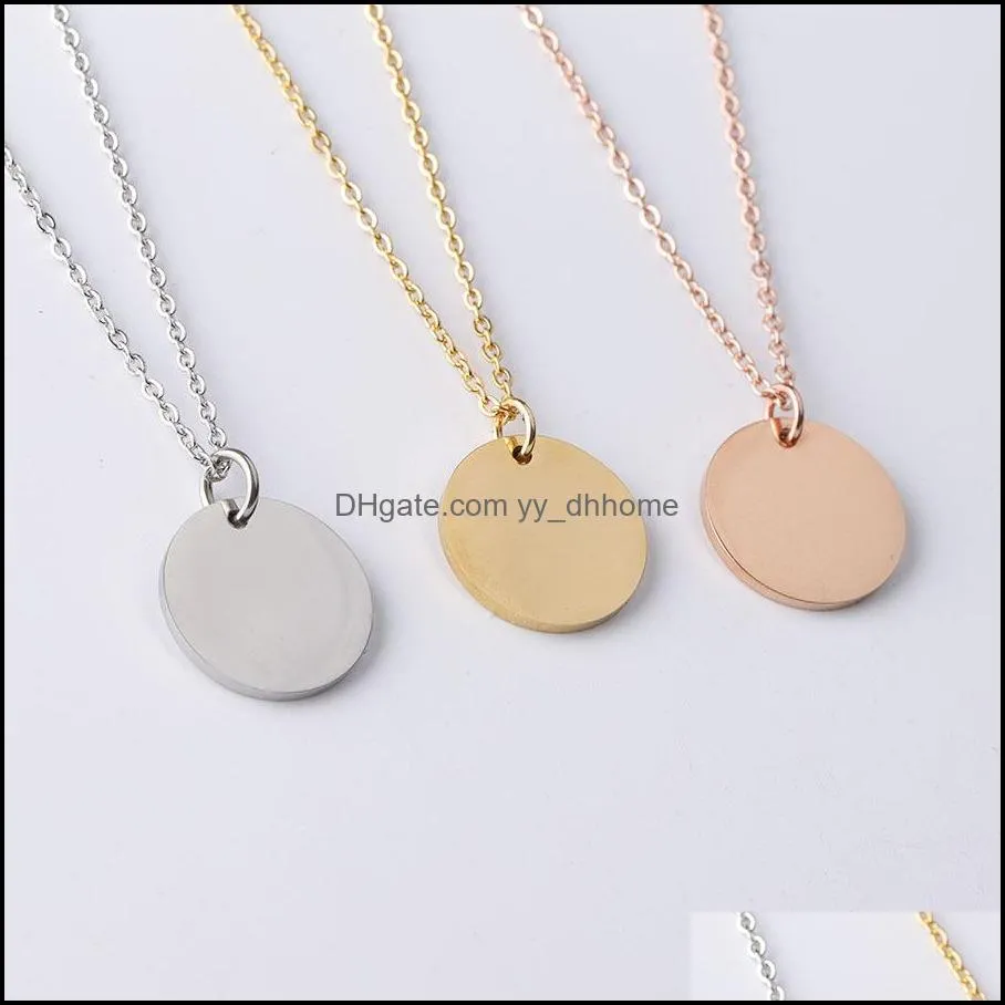 New Blank Round Pendant Necklace Stainless Steel Necklace Gold Minimalist Round Blank Dog Tag Coin Pendant Necklace Jewelry For Buyer