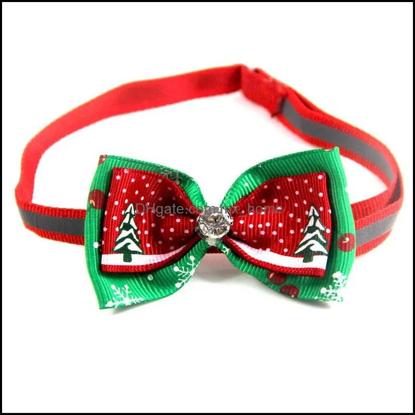 Christmas Holiday Pet Cat Dog Collar Bow Tie Adjustable Neck Strap Cat Dog Grooming Accessories Pet Decoration Cat Dog Supplies DHL