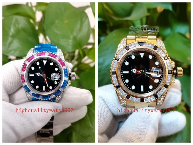 new version Mens Wristwatches 18k white gold with diamonds 40mm Black Dial rainbow diamond Watch 116759 Men's ETA 2813 Movement Automatic Mechanical Watches