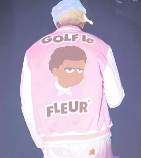 Luxury Blue Golf Le Fleur Bomber With Flower Design And Cotton