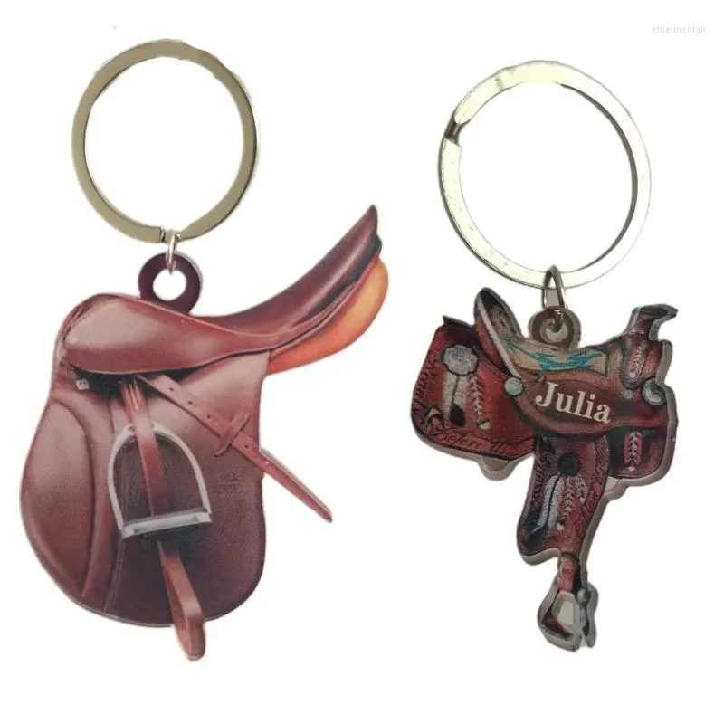 Schlüsselanhänger Western-Pferdesattel-Schlüsselanhänger, Auto-Innendekoration, Schlüssel, personalisiertes Geschenk für Liebhaber, Acryl-Schlüsselanhänger, Emel22