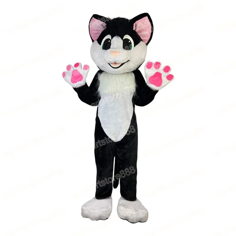 Halloween Plush Cat Mascot Costume Cartoon Animal Theme Character Carnival Festival Fancy dress Adults Size Xmas Outdoor Party Outfit