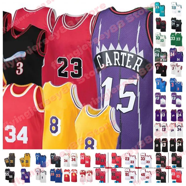 Mens Vince Carter 3 15 Allen Iverson Jersey Steve Nash Basketball Jerseys Reggie Miller Charles Barkley Dennis Rodman 23 Michael Tracy McGrady Retro Penny Hardaway