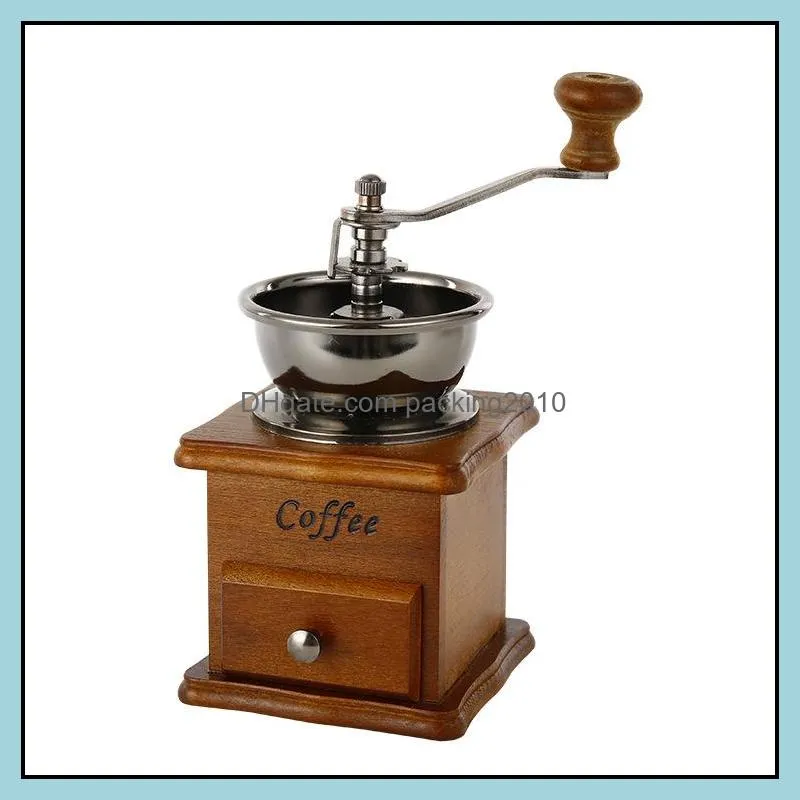 mini retro coffee grinder manual vintage wood coffee bean mills grinders kitchen grinding tools perfumery cafe bar handmade coffee