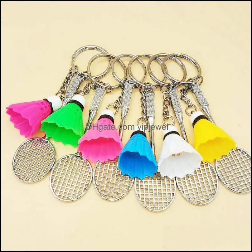 Keychains Fashion Accessories Mini Badminton Racket Balls Key Ring Pendant 3D Keyfob Keychain Car Bag Creative Keyring Holder Geschenken 6 DHSXJ