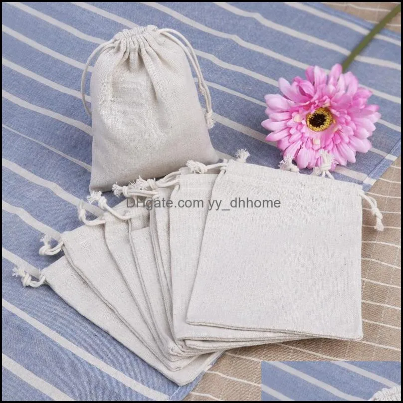 10pcs Linen Jute Drawstring Gift Bags Sacks Party Favors 5 size bag Sheer Organza Wine Bottle Cover Wrap Gift Bags For home