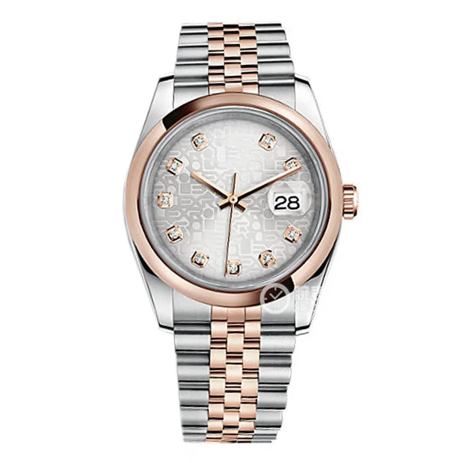 Reloj unisex asiático de alta calidad 2813 Reloj de pulsera mecánico automático deportivo 116201 36 mm Esfera impresa en plata Relojes de diamantes Datejust de oro Everose de 18 quilates para mujer