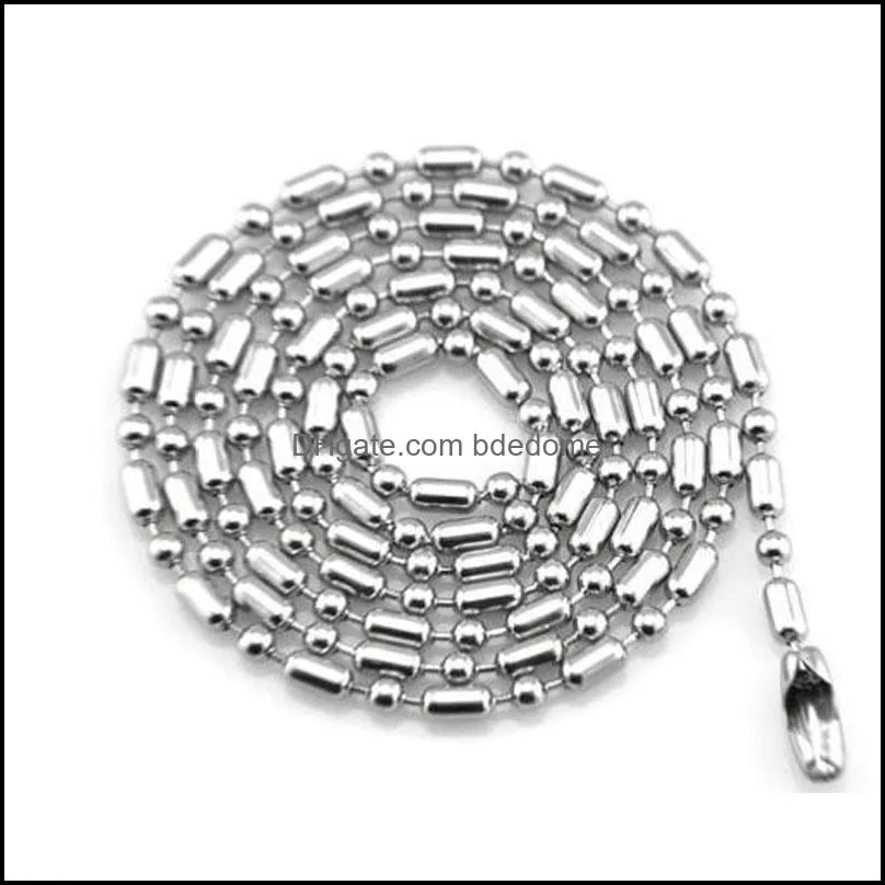 Stainless Steel 2.4mm Beaded Ball Bamboo Link Chains Necklace 50cm 55cm 60cm 65cm 70cm For Pendants Jewelry