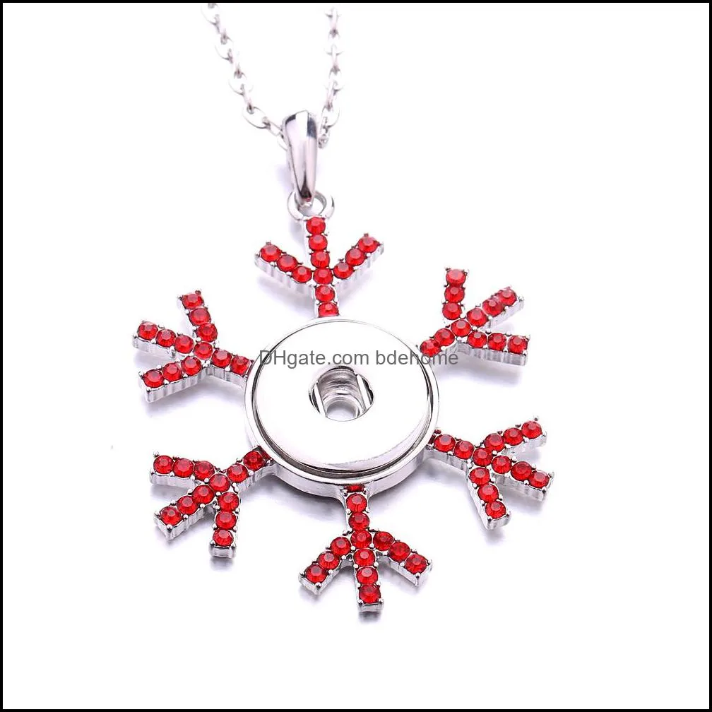 fashion snowflake crystal snap button necklace 18mm ginger snaps buttons charms necklaces for women jewelry