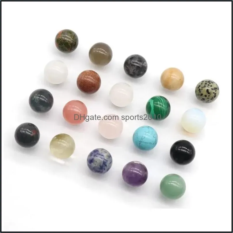 18mm natural stone loose beads amethyst rose quartz turquoise agate 7 chakra diy non-porous round ball beads yoga healing guides sports2010