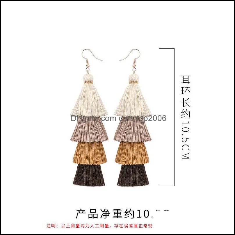 handmade tassel earrings party favor women`s european and american retro national style long earrings bohemian personality