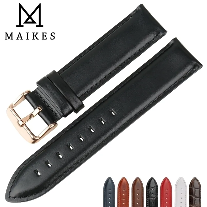 Maikes Quality äkta läder BM 14mm 16mm 17mm 18mm 19mm 20mm Band för Watch Strap 220715