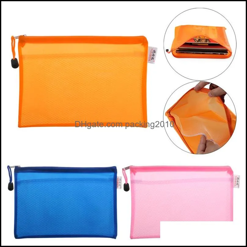 Storage Bags Home Organization Housekee Garden A5 Matte Zipper File Pocket Gridding Waterproof Zip Document Holder Pen Filing Products Fol