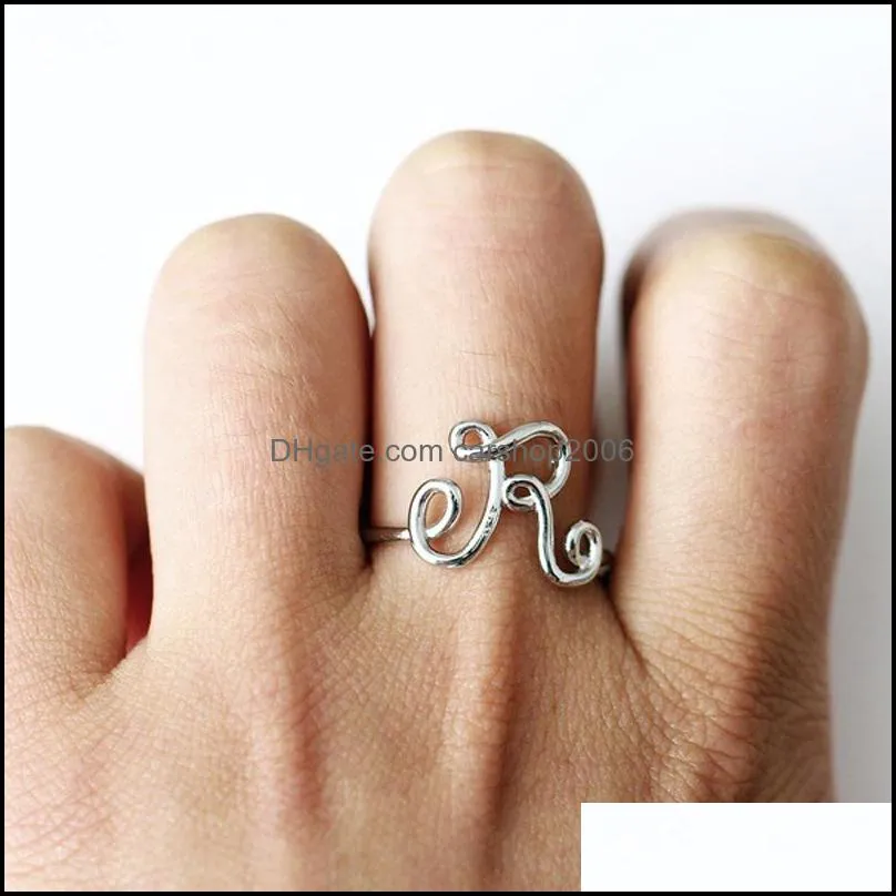 letter rings silver band ring hot sale finger rings for women girl party gift fashion jewelry wholesale free shipping 0012wh