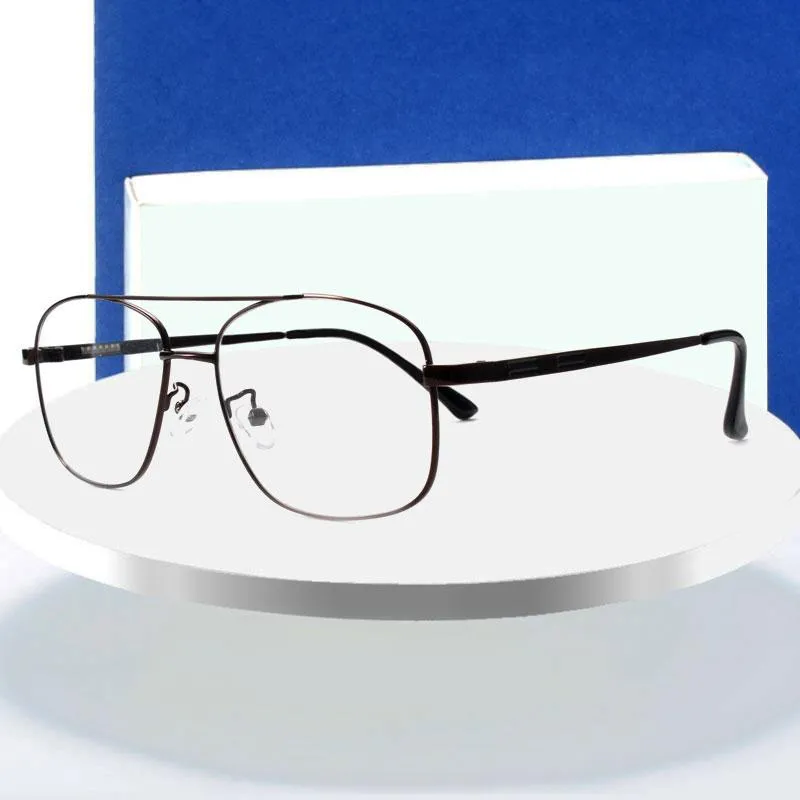 Mode solglasögon ramar retro metall stor låda runda glasögon ram myopia män glasögon optisk recept dubbel bridge eyewearfashion