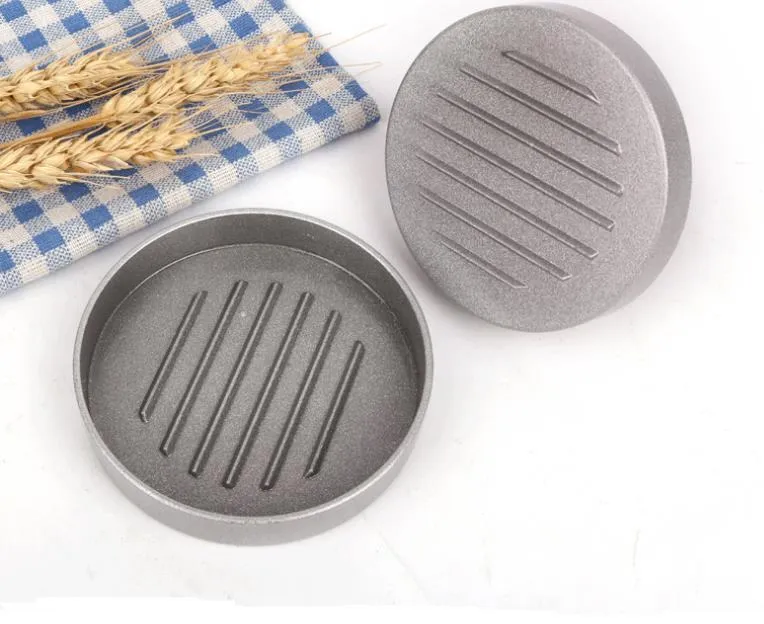 Aluminum Alloy Round Shape Hamburger Press Kitchen Tool Wooden Handle Non-Stick Burger Maker Hamburgers Mold Meat Beef BBQ Grill SN3285