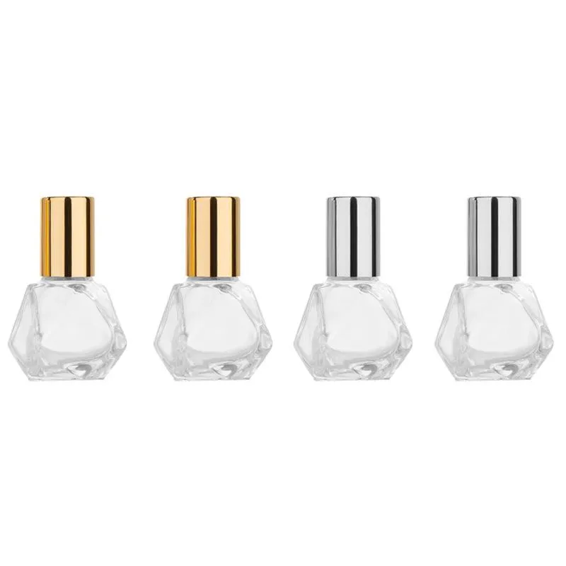 8ml Mini Glass Roll-on Bottles Alloy Cover Refillable Essential Oils Bottles Empty Cosmetic Containers Bottle DH8589