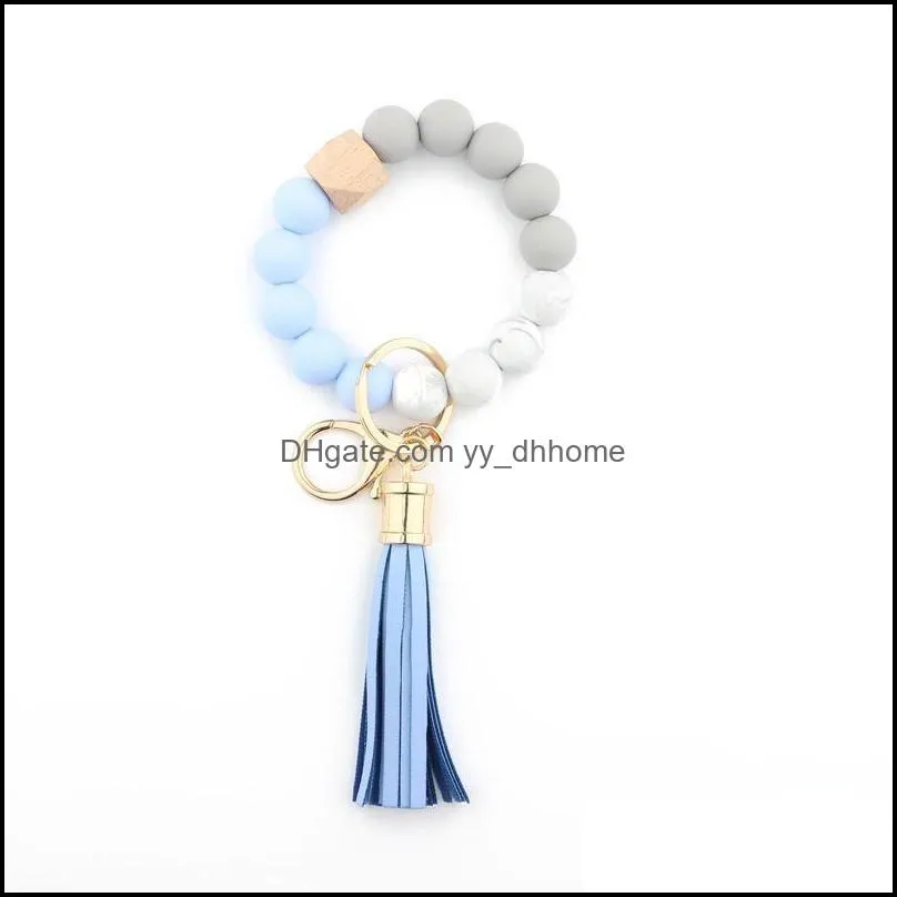 fedex fashion silicone bead bracelets beech party favor tassel key chain pendant leather bracelet women`s jewelry 14 style