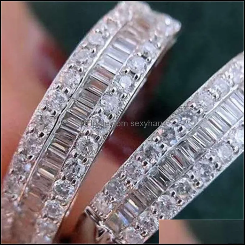 Wedding Rings INS Fashion Temperament S925 Pure Silver Full Diamond Cubic Zirconia Row Ring For Women 3603 Q2