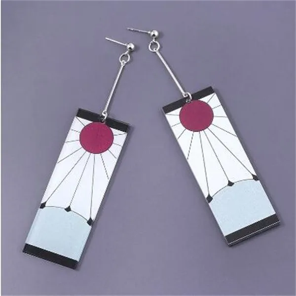 Chandelier Acrylic Tanjiro Earrings Demon Slayer Earrings Anime Cosplay Props Hanafuda Drop Long Earrings for Women Girls Jewelry GC1010