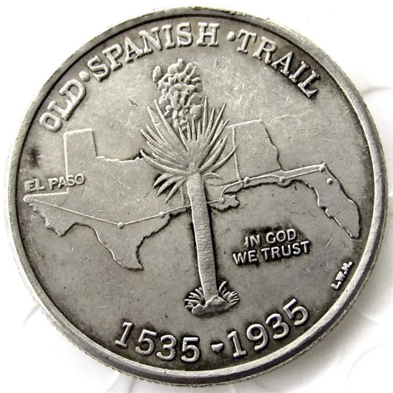 미국 1935 Old Spanish Trail 기념 반 달러 도금 공예품 사본 동전 프로모션 멋진 홈 액세서리