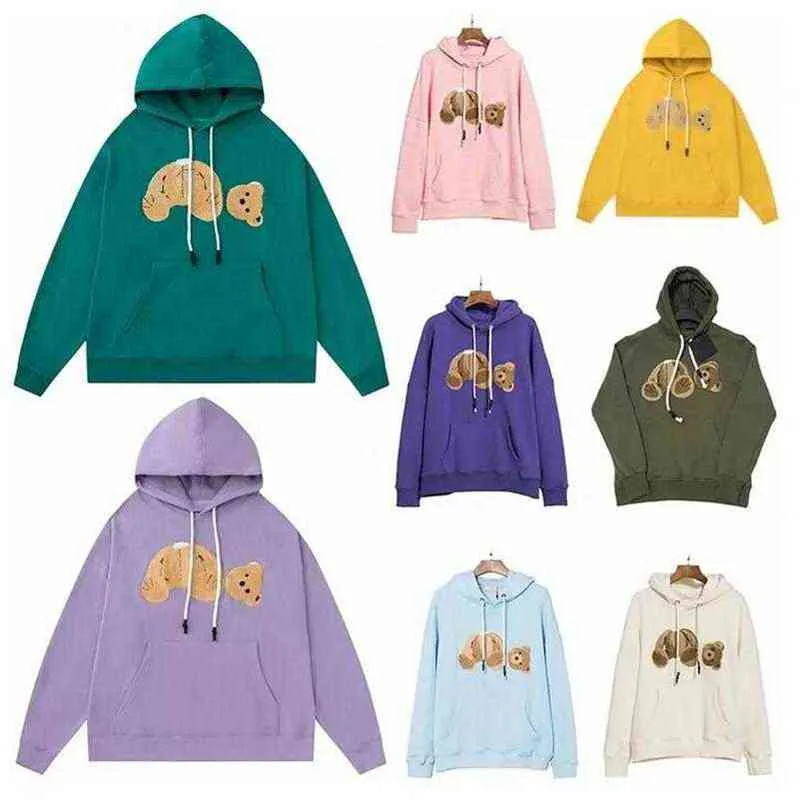 2021 Designer Automne Hiver Sweatshirts Sweats à capuche Hip Hop Hommes Lettres Ours cassé Palm Lettre Imprimer Hommes Femmes Teddy S329g