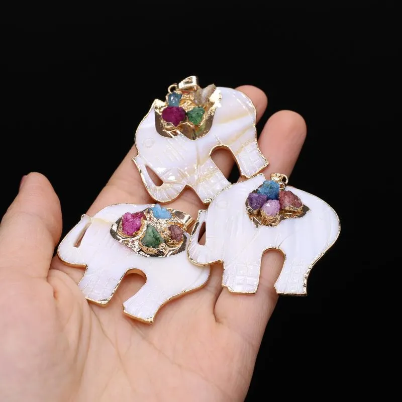 Подвесные ожерелья 2pcs Natural Crystalls Stone Charms изысканные подвески для слонов для ювелирных изделий аксессуары для изготовления ювелирных изделий 45x47mmpendend