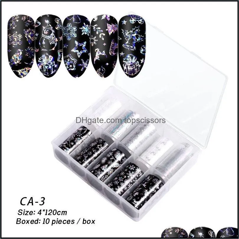 Nail Art Stickers Decals Set For Christmas Halloween Transfer Paper Nails Decorations Tips Manicure Tools 4cm 10pcs /box