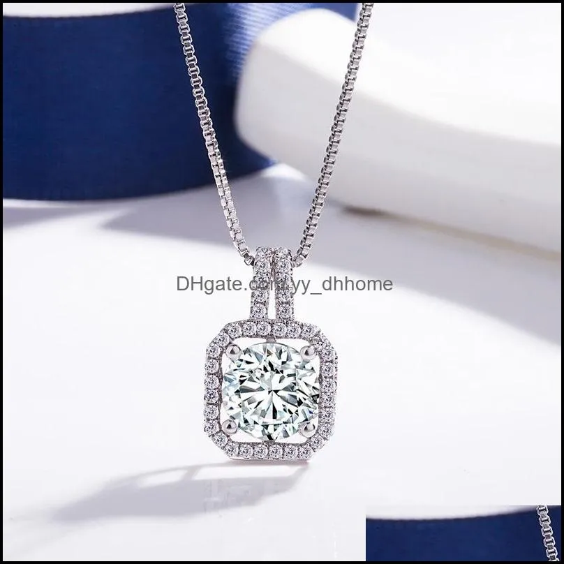 Fashion Simple Jewelry 925 Sterling Silver Round Cut 5A Cubic Zirconia CZ Party clavicle Chain Diamond Women Cute Necklace Penda 52 L2