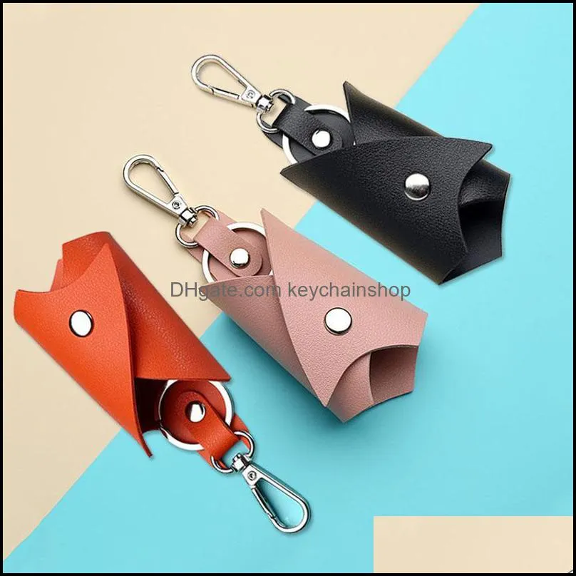 keychains creative bat shaped pu leather keychain women men car key protective cover waist hanging case jewelry accessories