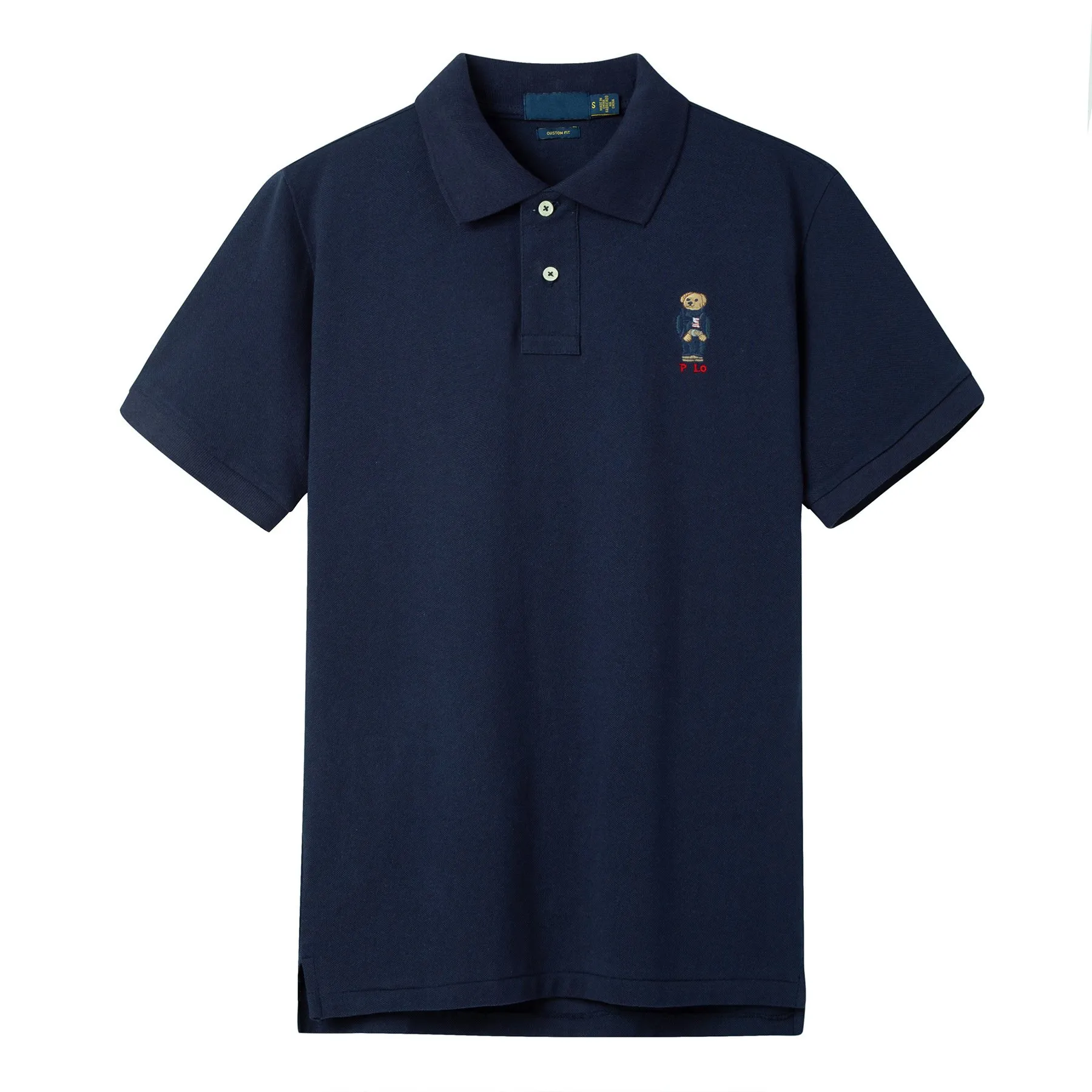 Hochwertiges, lässiges Herren-Poloshirt mit besticktem Bärenrevers, kurzärmliges T-Shirt aus reiner britischer Business-Sport-Golf-Baumwolle