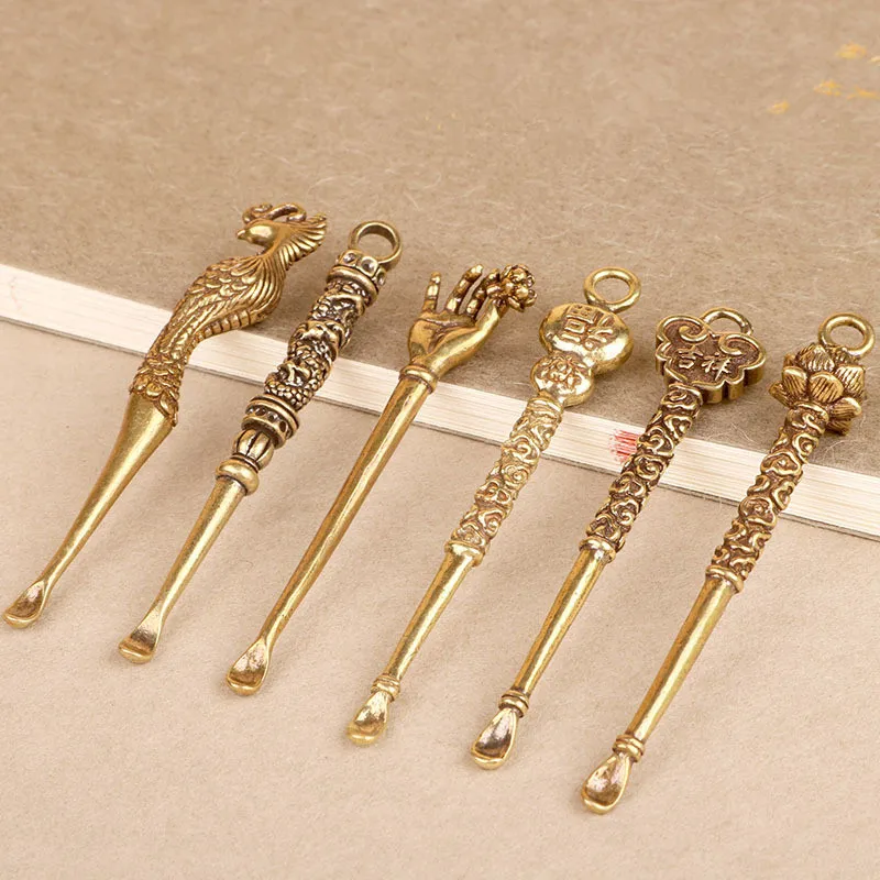 Chinese Style Wax Dabber Tool Set 6 Brass Metal Gold Brass Mini