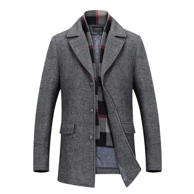 Wool Coat Men Overcoats Topcoat Mens Single Breasted Coats Jackets Male Winter High Quality Wool Casual Trench Coat Man 201223